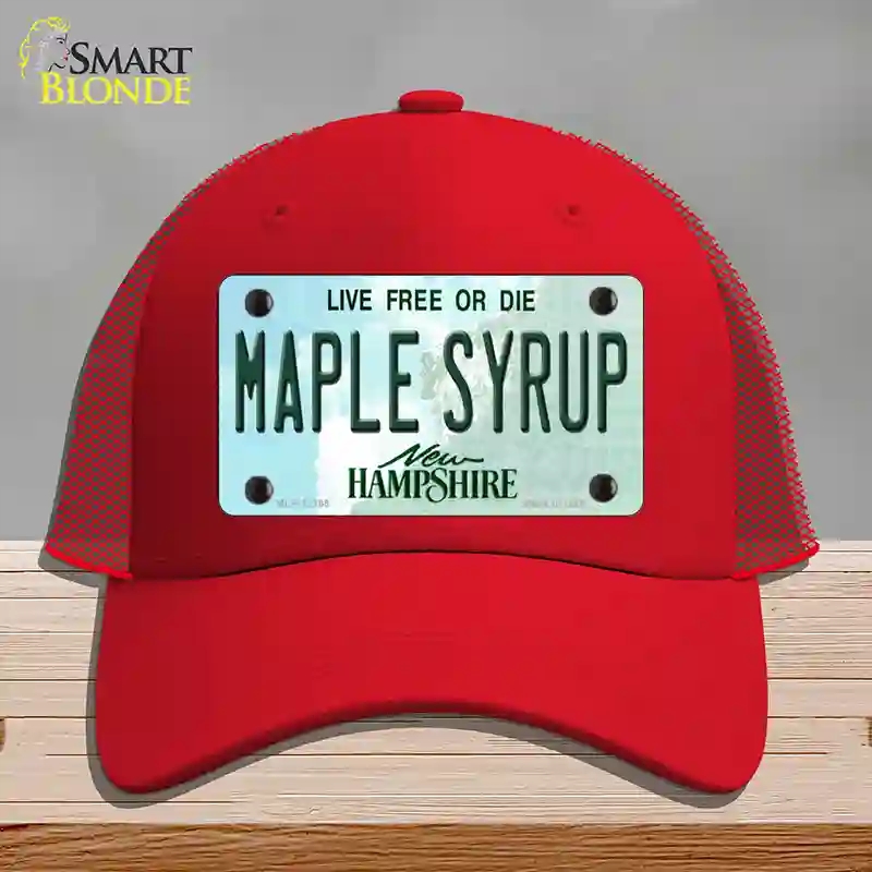 HAT17-MLP-12165 Maple Syrup   Hampshire Novelty License Plate Hat, Mesh - Red