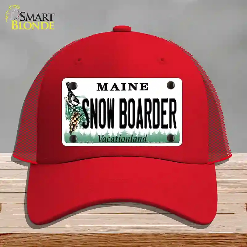 HAT17-MLP-12202 Snow Boarder Maine Novelty License Plate Hat, Mesh - Red