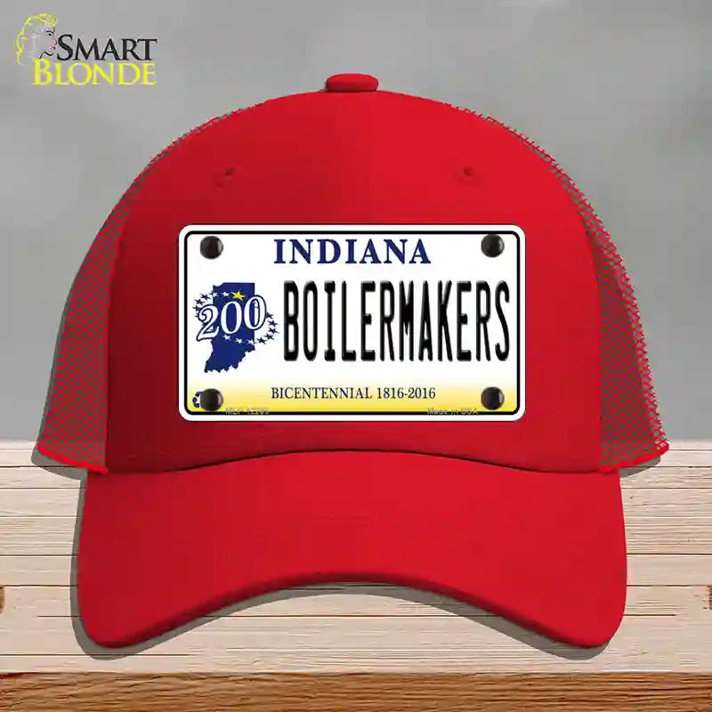 HAT17-MLP-12205 Boilermakers Indiana Novelty License Plate Hat, Mesh - Red