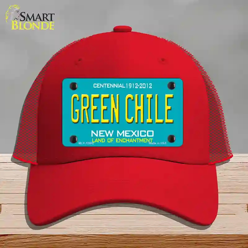HAT17-MLP-12502 Green Chile   Mexico Novelty License Plate Hat, Mesh - Red