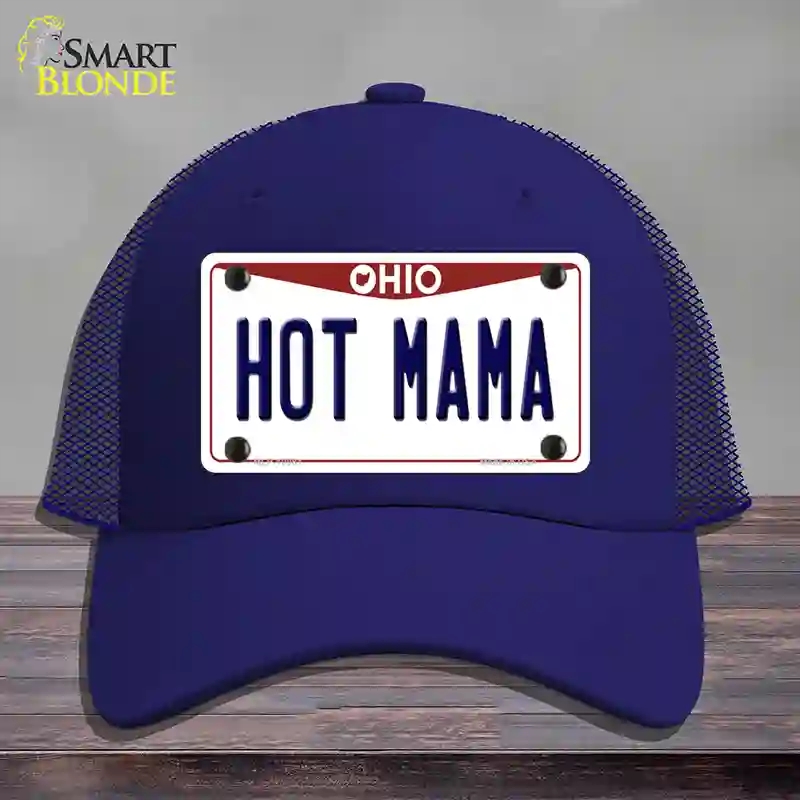 HAT18-MLP-10081 Hot Mama Ohio Novelty License Plate Hat, Mesh - Royal Blue
