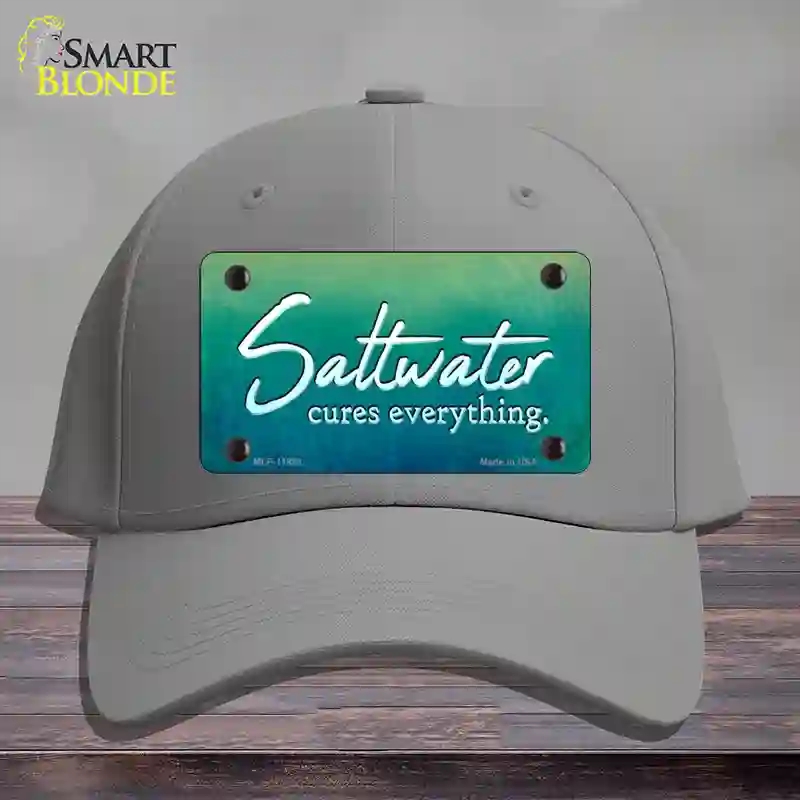 HAT23-MLP-11888 Saltwater Cures Everything Novelty License Plate Hat, Cotton - Gray