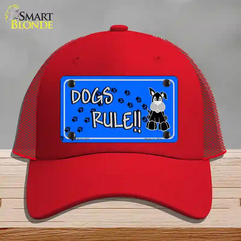 HAT17-MLP-1204 Dogs Rule Novelty License Plate Hat Tag, Mesh - Red