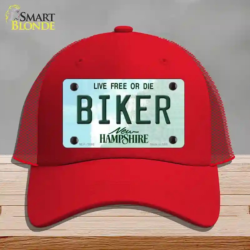 HAT17-MLP-12080 Biker   Hampshire State Novelty License Plate Hat, Mesh - Red