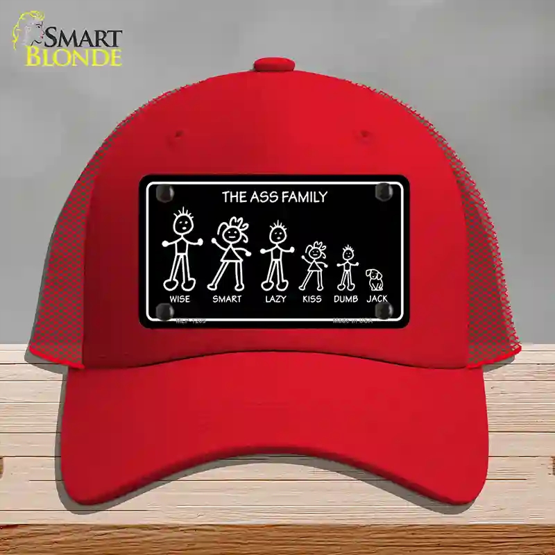 HAT17-MLP-1209 The Ass Family Novelty License Plate Hat, Mesh - Red