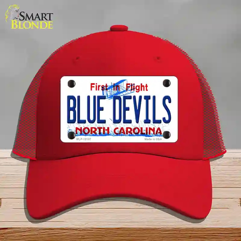 HAT17-MLP-12107 Blue Devils North Carolina State Novelty License Plate Hat, Mesh - Red