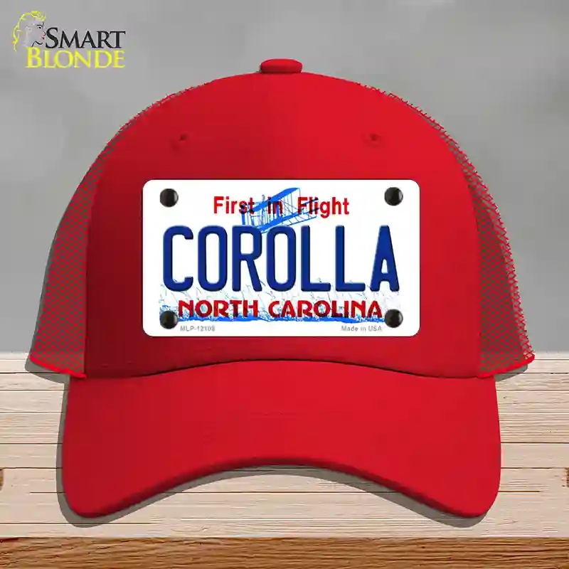 HAT17-MLP-12108 Corolla North Carolina State Novelty License Plate Hat, Mesh - Red