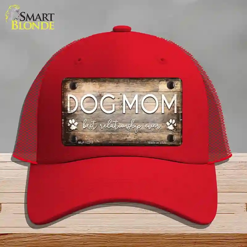 HAT17-MLP-12210 Dog Mom Novelty License Plate Hat, Mesh - Red