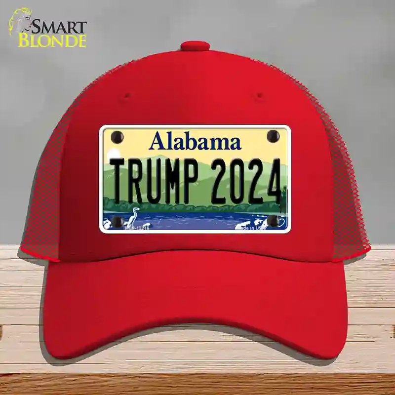 HAT17-MLP-12216 Trump 2024 Alabama Novelty License Plate Hat, Mesh - Red