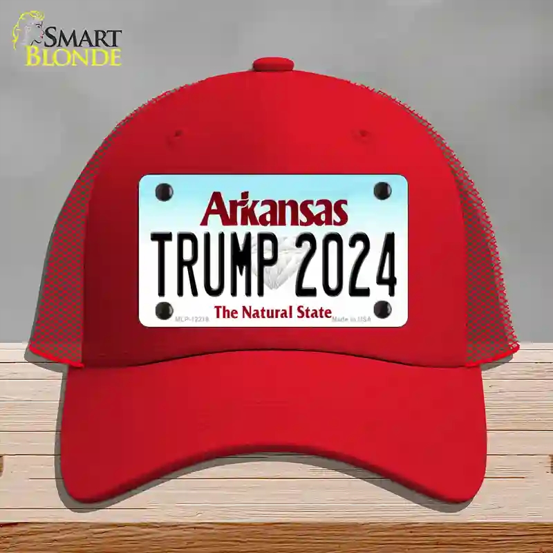 HAT17-MLP-12219 Trump 2024 Arkansas Novelty License Plate Hat, Mesh - Red