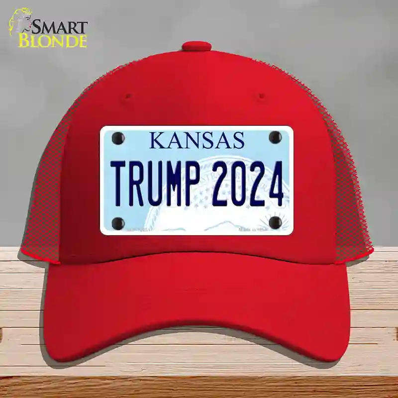 HAT17-MLP-12231 Trump 2024 Kansas Novelty License Plate Hat, Mesh - Red