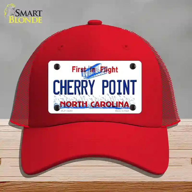 HAT17-MLP-12293 North Carolina Cherry Point Novelty License Plate Hat, Mesh - Red