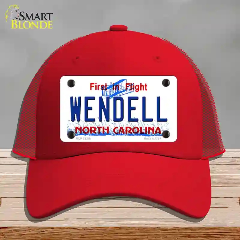 HAT17-MLP-12295 North Carolina Wendell Novelty License Plate Hat, Mesh - Red