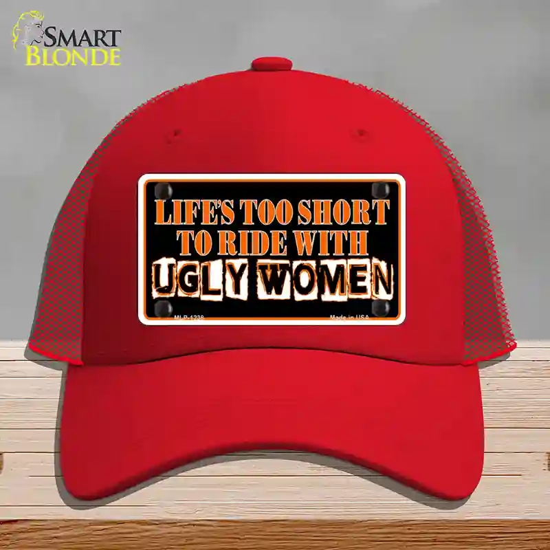 HAT17-MLP-1238 Lifes Too Short Novelty License Plate Hat, Mesh - Red