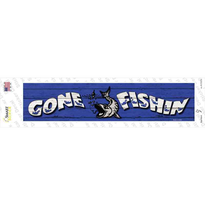K-1537s-M Gone Fishing Novelty Narrow Sticker Decal, Medium