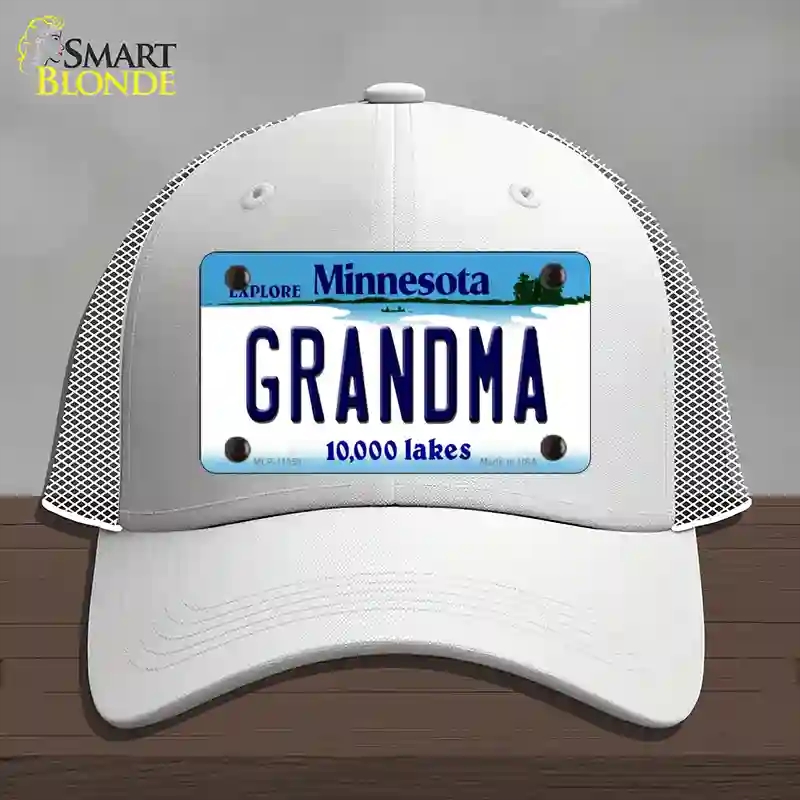 HAT19-MLP-11058 Grandma Minnesota State Novelty License Plate Hat, Mesh - White