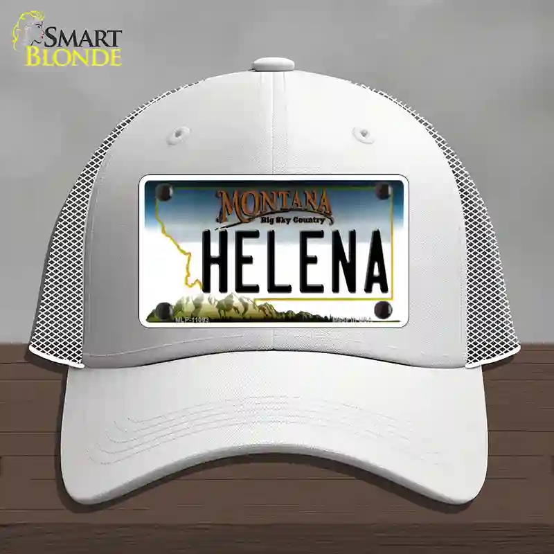 HAT19-MLP-11093 Helena Montana State Novelty License Plate Hat, Mesh - White