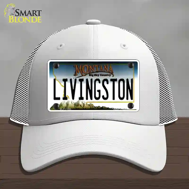 HAT19-MLP-11098 Livingston Montana State Novelty License Plate Hat, Mesh - White