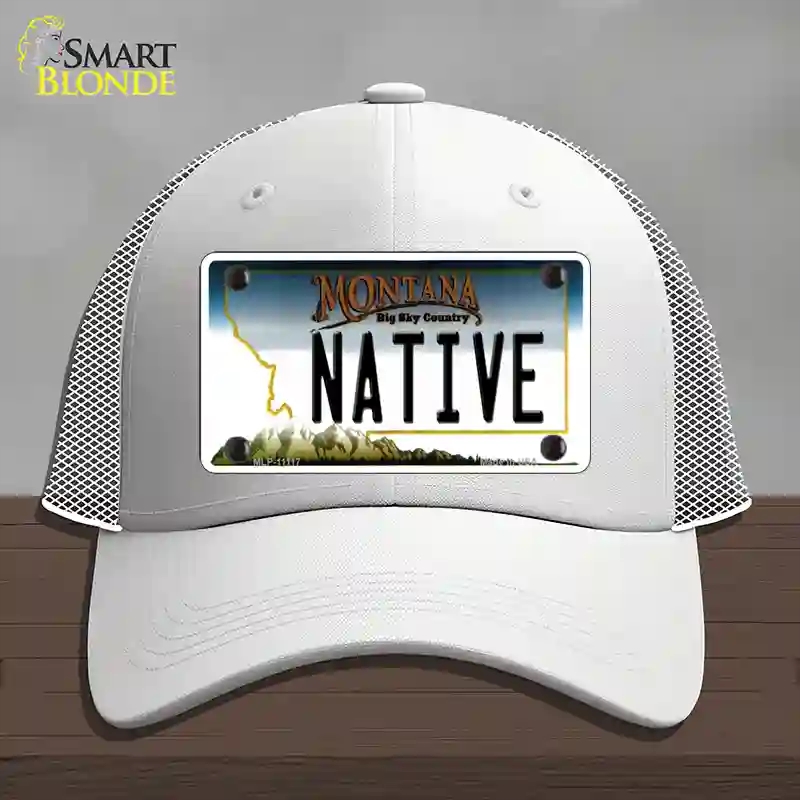HAT19-MLP-11117 Native Montana State Novelty License Plate Hat, Mesh - White