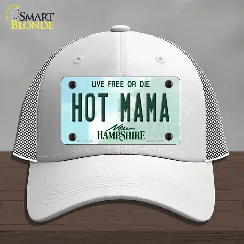 HAT19-MLP-11155 Hot Mama   Hampshire State Novelty License Plate Hat, Mesh - White