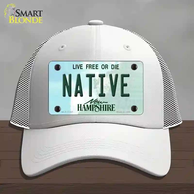 HAT19-MLP-11167 Native   Hampshire State Novelty License Plate Hat, Mesh - White