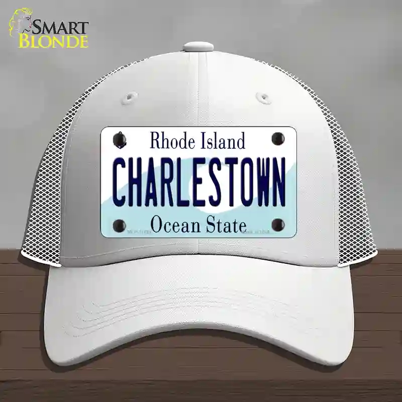 HAT19-MLP-11194 Charlestown Rhode Island State Novelty License Plate Hat, Mesh - White