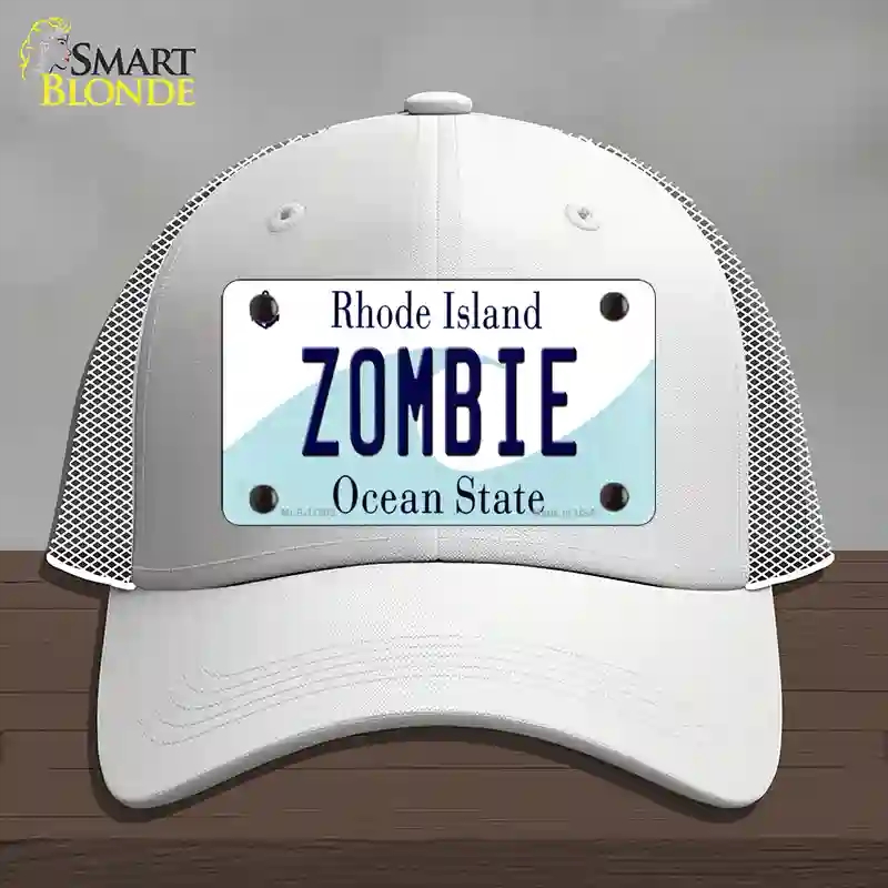 HAT19-MLP-11203 Zombie Rhode Island State Novelty License Plate Hat, Mesh - White