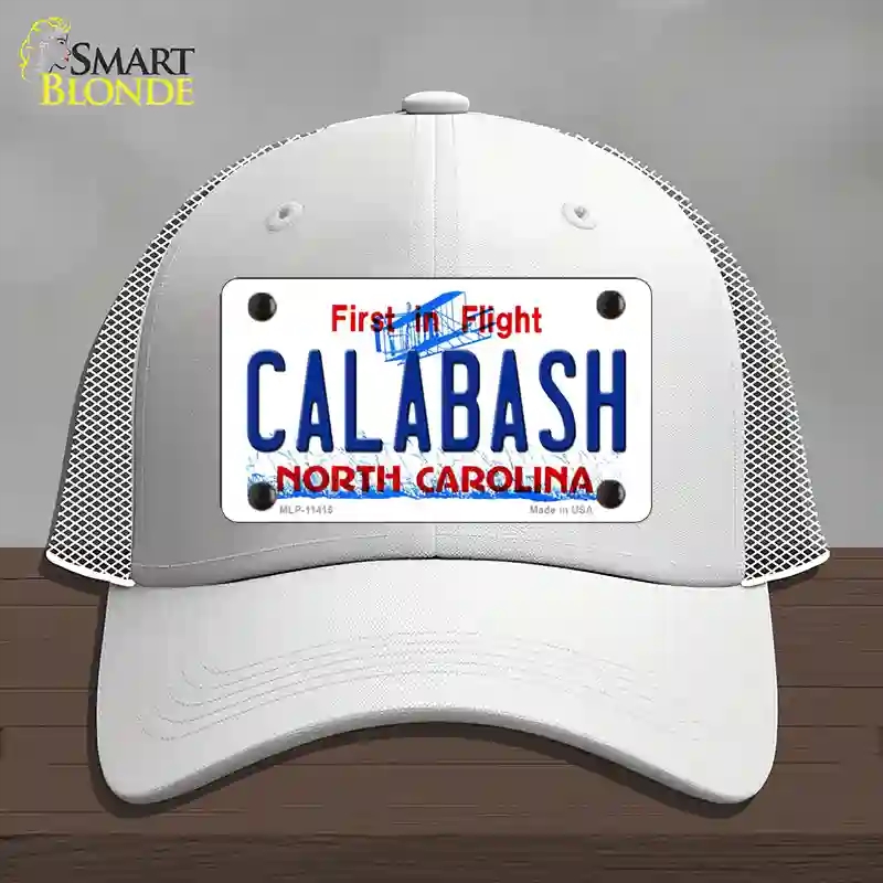 HAT19-MLP-11415 Calabash North Carolina Novelty License Plate Hat, Mesh - White
