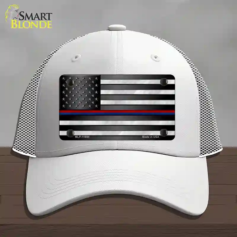 HAT19-MLP-11698 First Responder American Flag Novelty License Plate Hat, Mesh - White