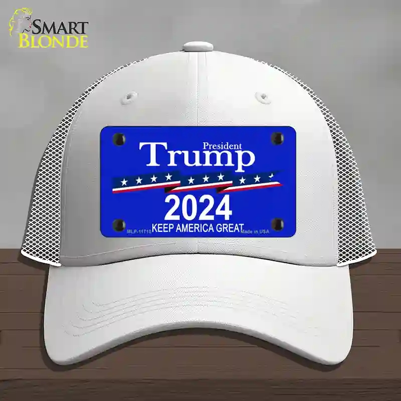 HAT19-MLP-11710 President Trump 2024 Novelty License Plate Hat, Mesh - White