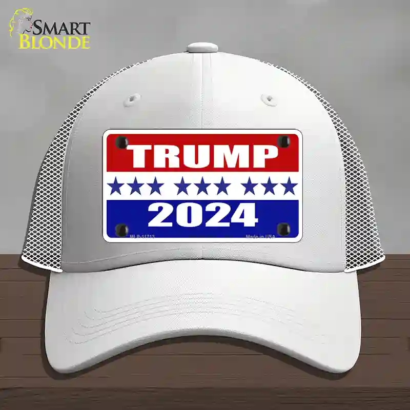 HAT19-MLP-11713 Trump 2024 Star Novelty License Plate Hat, Mesh - White