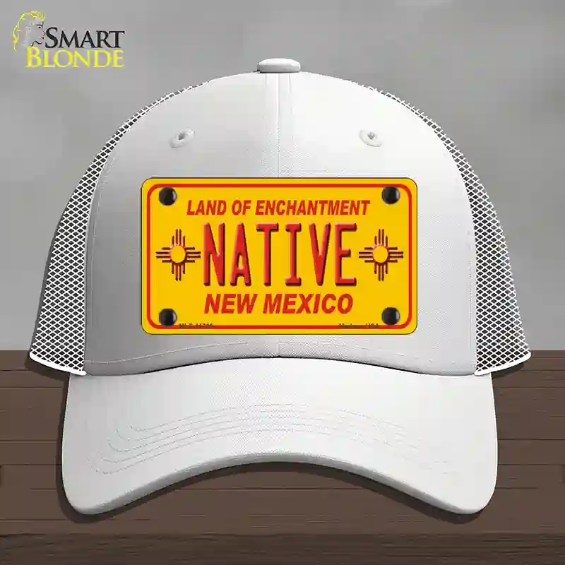 HAT19-MLP-11735 Native   Mexico Yellow State Novelty License Plate Hat, Mesh - White