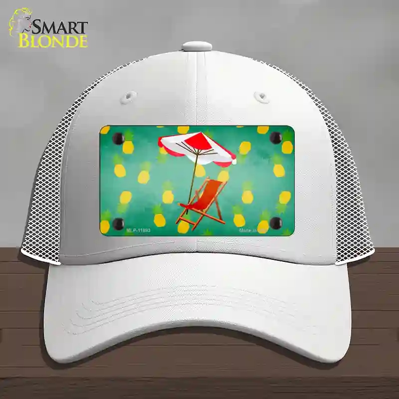 HAT19-MLP-11893 Chair & Umbrella Novelty License Plate Hat, Mesh - White