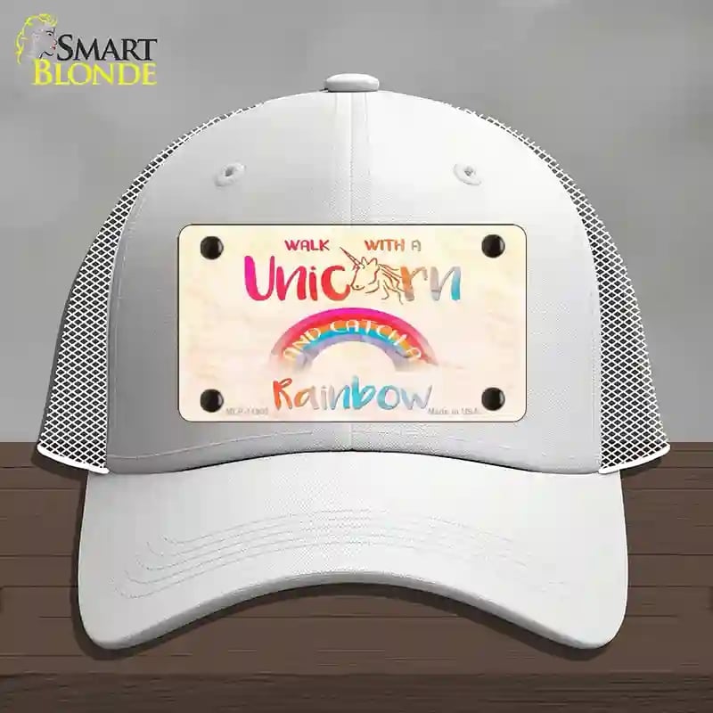 HAT19-MLP-11903 Walk with a Unicorn Novelty License Plate Hat, Mesh - White
