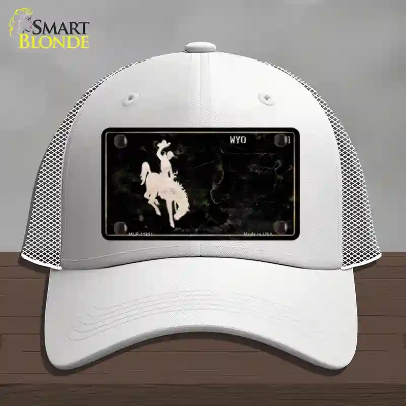 HAT19-MLP-11931 Wyoming Black Rusty Novelty License Plate Hat, Mesh - White