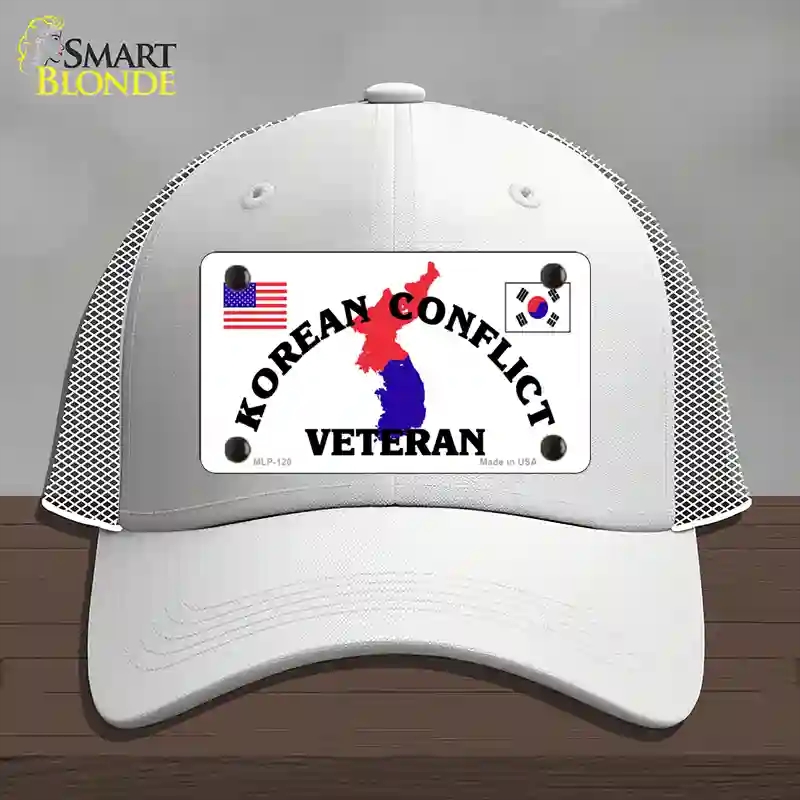 HAT19-MLP-120 Korean Conflict Veteran Novelty License Plate Hat, Mesh - White