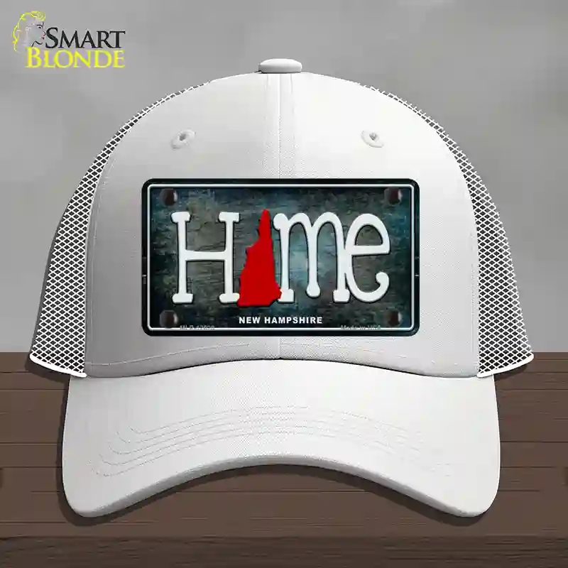 HAT19-MLP-12020   Hampshire Home State Outline Novelty License Plate Hat, Mesh - White