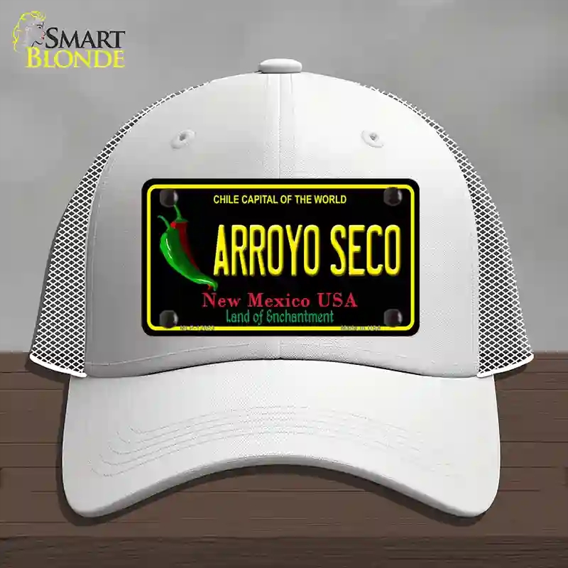 HAT19-MLP-12053 Arroyo Seco Black   Mexico Novelty License Plate Hat, Mesh - White