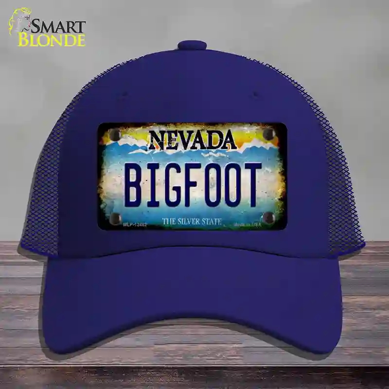HAT18-MLP-12482 Bigfoot Nevada Novelty License Plate Hat, Mesh - Royal Blue