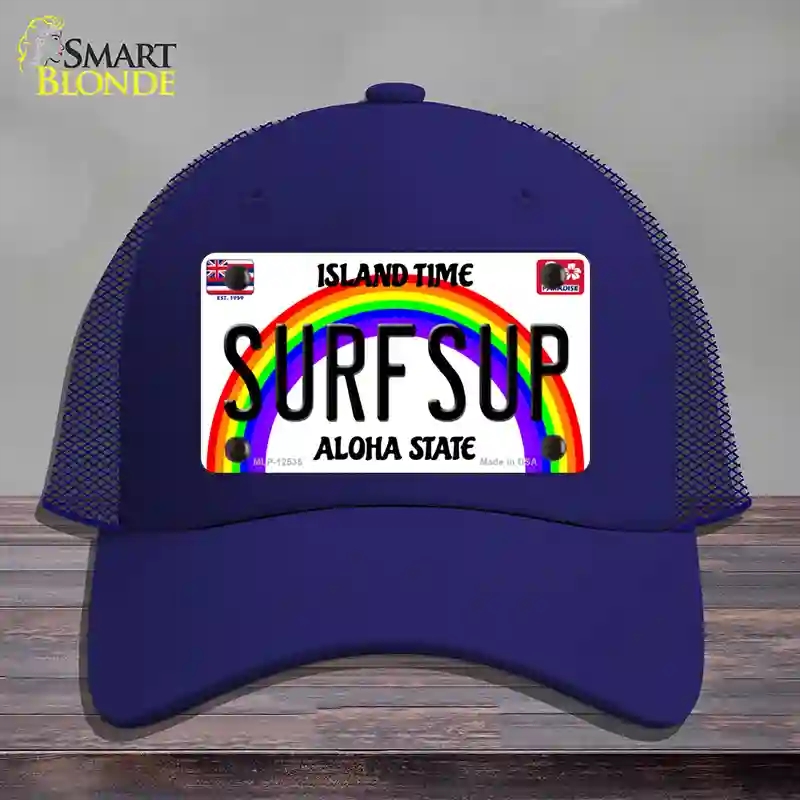 HAT18-MLP-12535 Surfsup Hawaii Novelty License Plate Hat, Mesh - Royal Blue