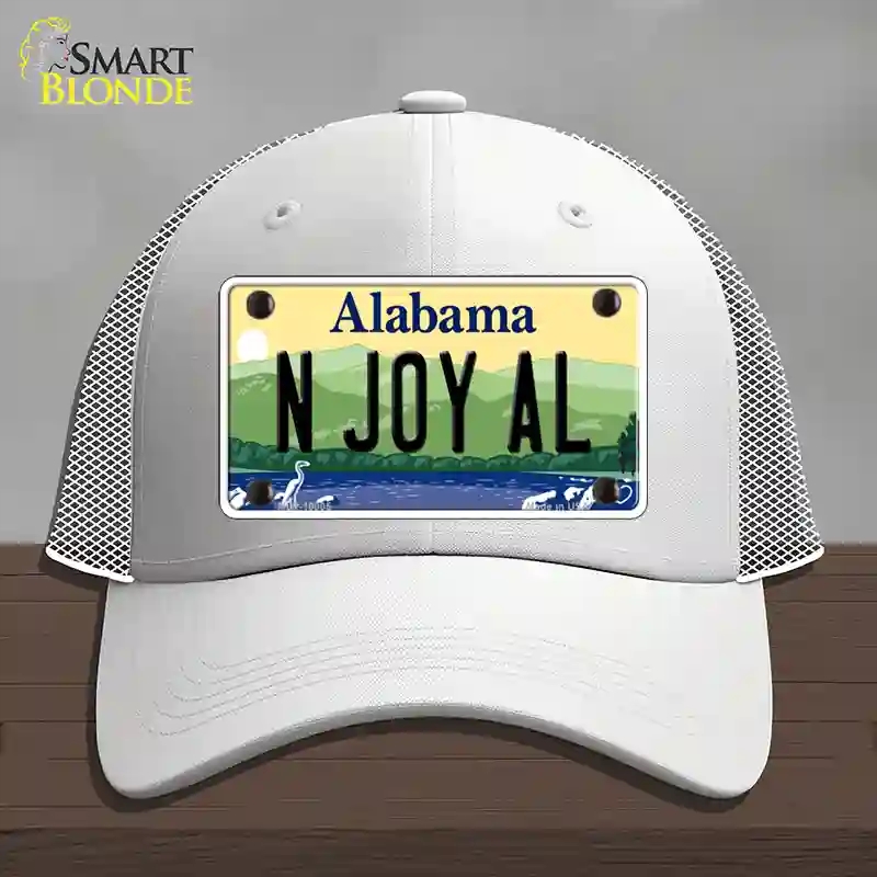HAT19-MLP-10005 N Joy AL Alabama Novelty License Plate Hat, Mesh - White
