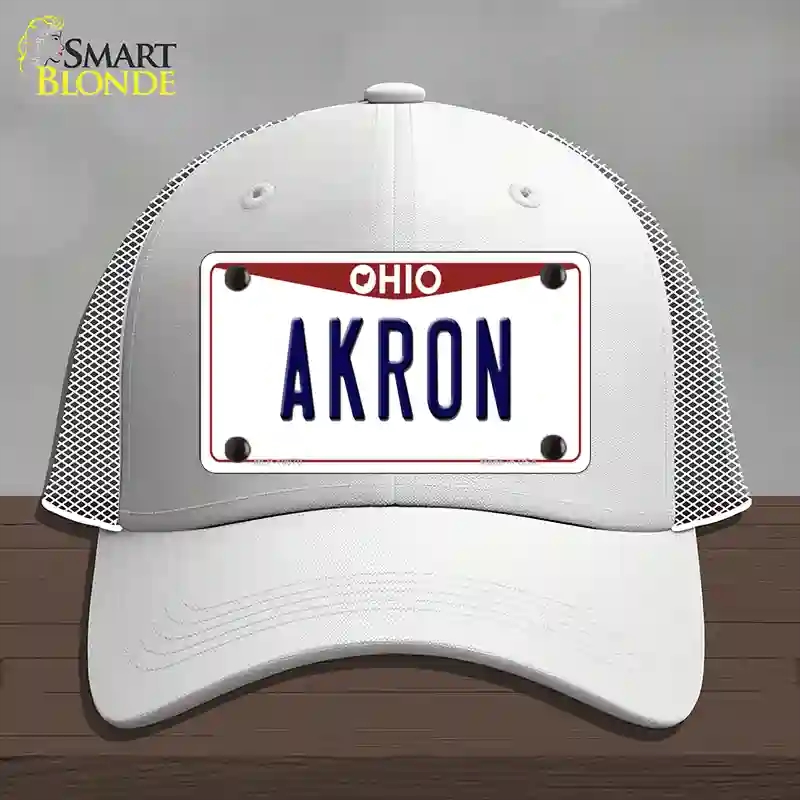 HAT19-MLP-10070 Akron Ohio Novelty License Plate Hat, Mesh - White