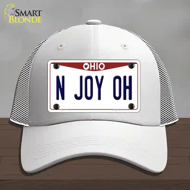 HAT19-MLP-10073 N Joy OH Ohio Novelty License Plate Hat, Mesh - White
