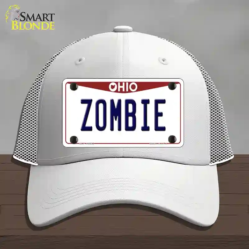 HAT19-MLP-10082 Zombie Ohio Novelty License Plate Hat, Mesh - White