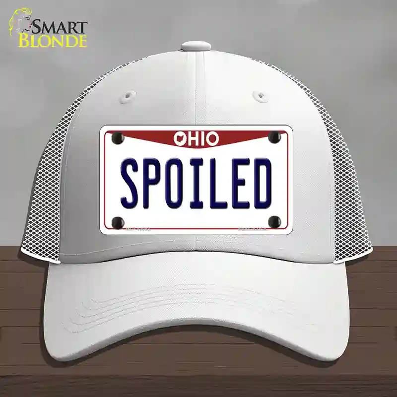 HAT19-MLP-10083 Spoiled Ohio Novelty License Plate Hat, Mesh - White