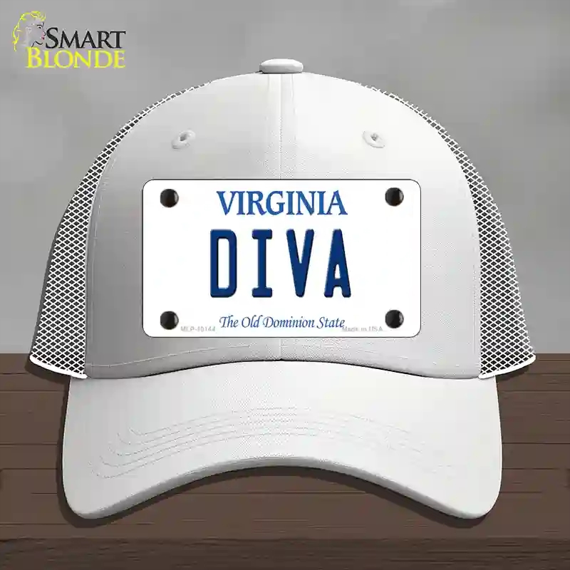HAT19-MLP-10144 Diva Virginia Novelty License Plate Hat, Mesh - White