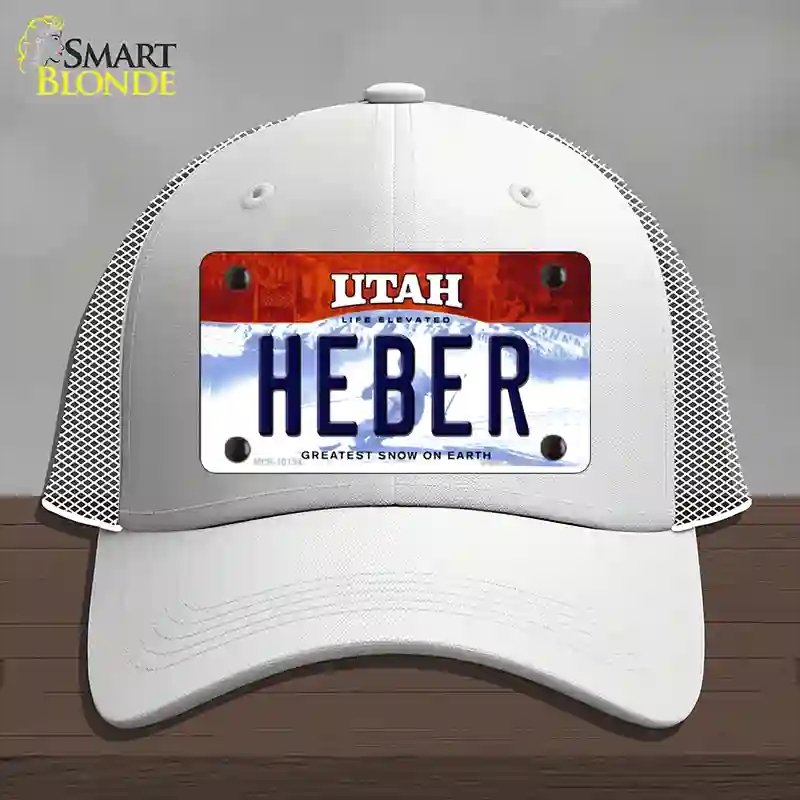 HAT19-MLP-10194 Heber Utah Novelty License Plate Hat, Mesh - White