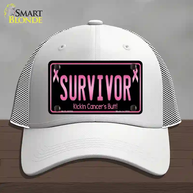 HAT19-MLP-10228 Survivor Novelty License Plate Hat, Mesh - White