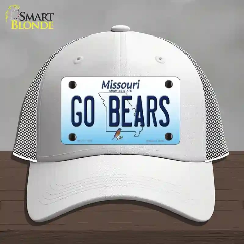 HAT19-MLP-10253 Go Bears Missouri Novelty License Plate Hat, Mesh - White