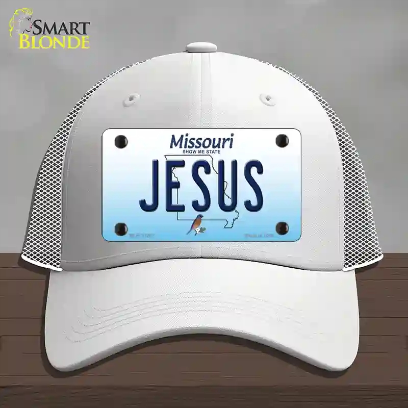 HAT19-MLP-10262 Jesus Missouri Novelty License Plate Hat, Mesh - White
